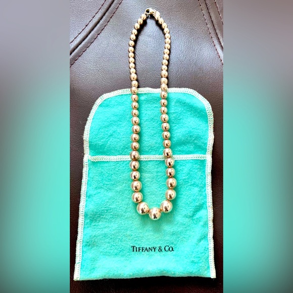Tiffany Co Sterling Silver Hardwear Graduated Bead Ball Necklace. - Picture 1 of 7